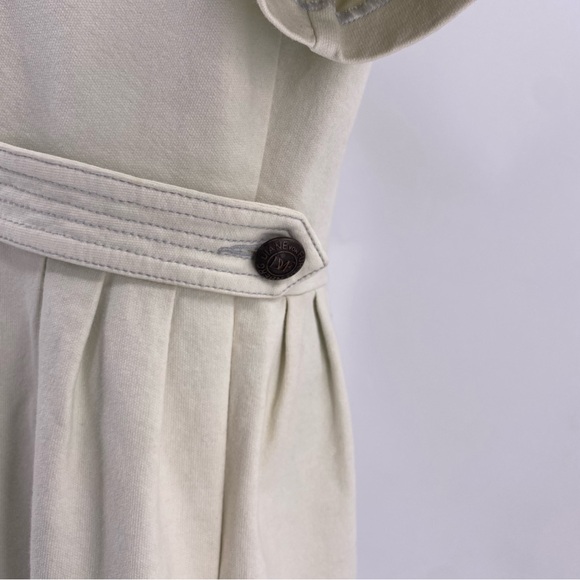 DVF Cream Cotton office Sheath Dress cinched waist Side Straps Short Sleeve - Picture 4 of 8